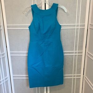 Blue Halter Sheath Midi Dress